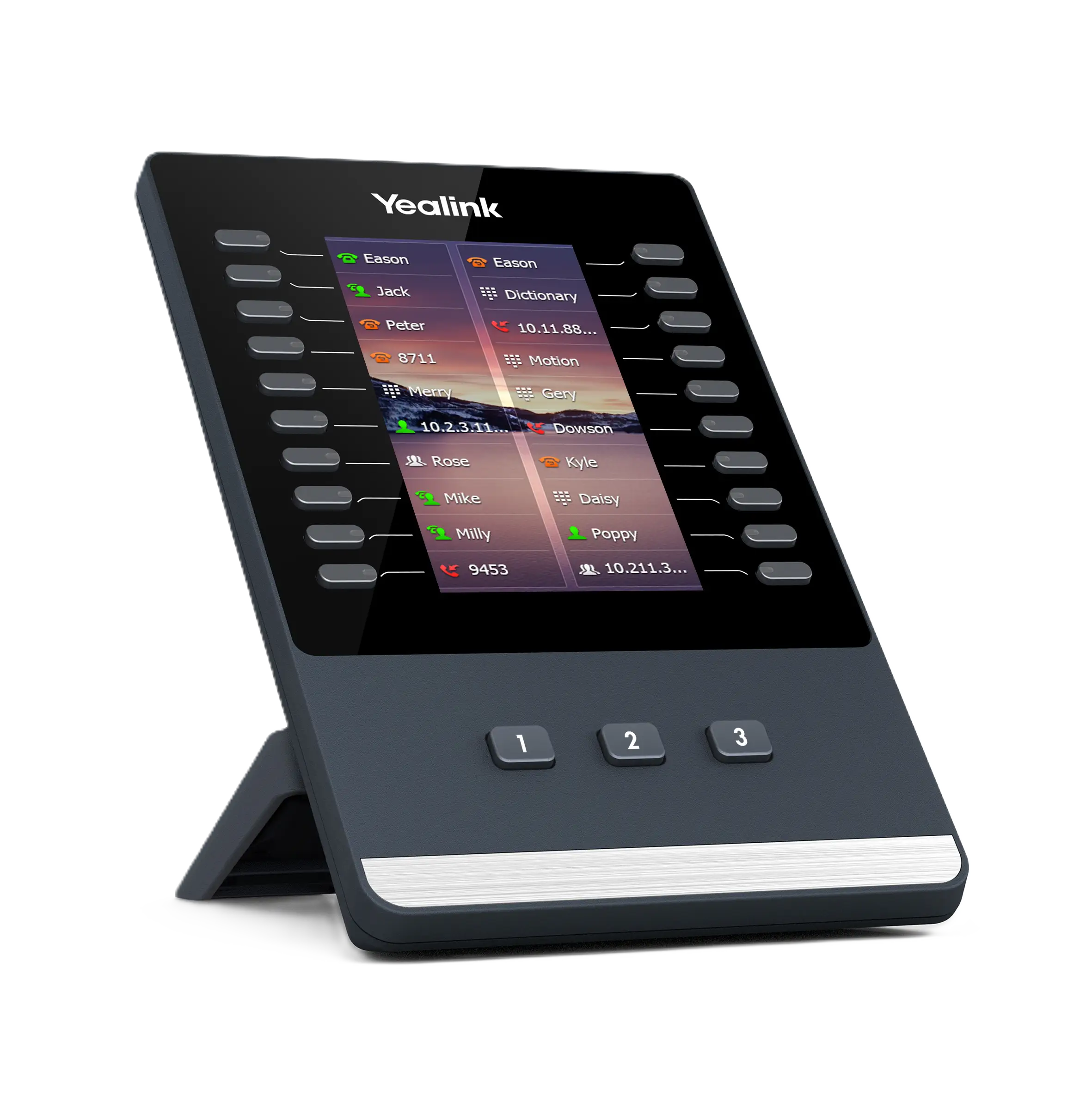 Module d'extension LCD EXP50 pour séries SIP-T5 de marque Yealink vue de gauche - Leader mondial en fourniture et solution de téléphonie VoIP - Partenaire premium d'EISN