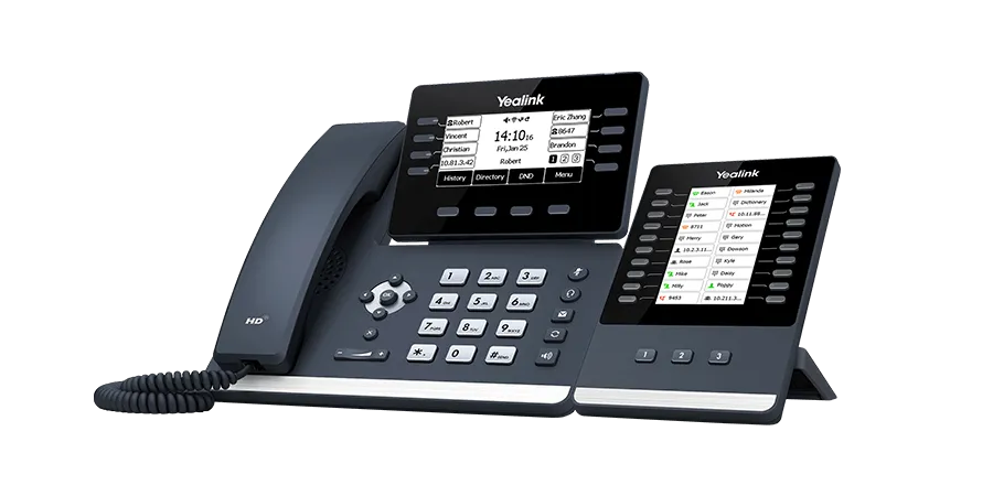 Téléphone IP SIP-T53, vue de côté, de marque Yealink - Leader mondial en fourniture et solution de téléphonie VoIP - Partenaire premium d'EISN