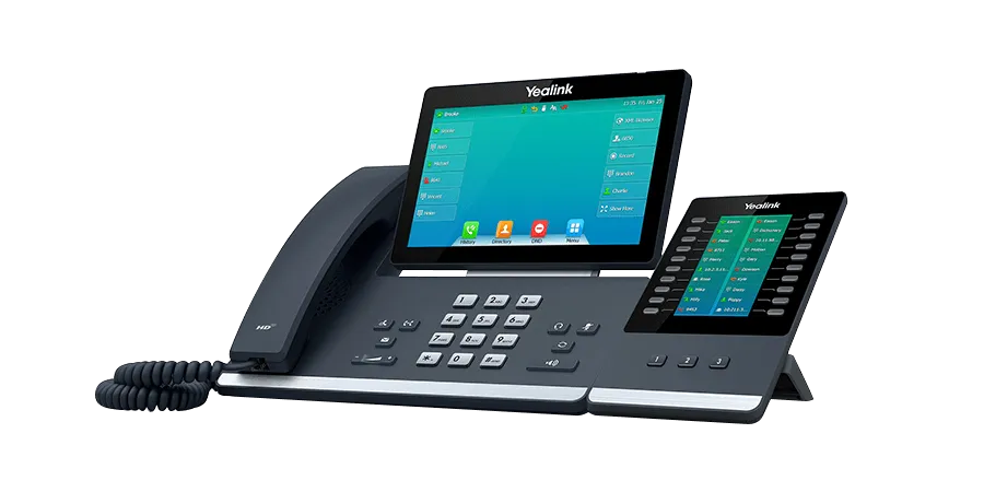 Téléphone IP SIP-T57W vue de côté, de marque Yealink - Leader mondial en fourniture et solution de téléphonie VoIP - Partenaire premium d'EISN