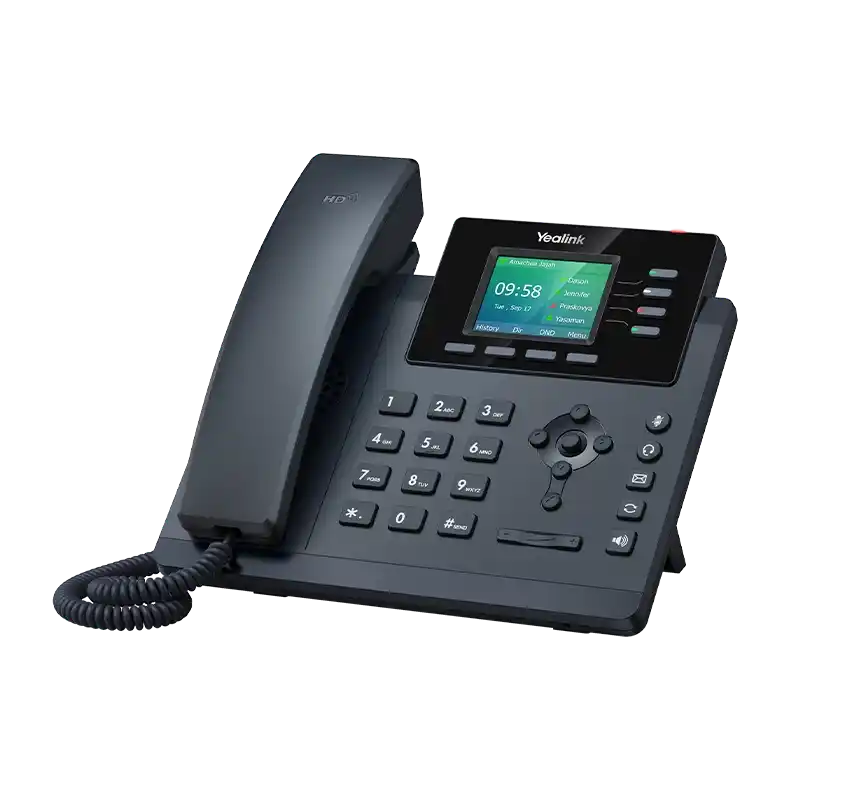 Téléphone IP SIP-T34W, vue de côté, de marque Yealink - Leader mondial en fourniture et solution de téléphonie VoIP - Partenaire premium d'EISN
