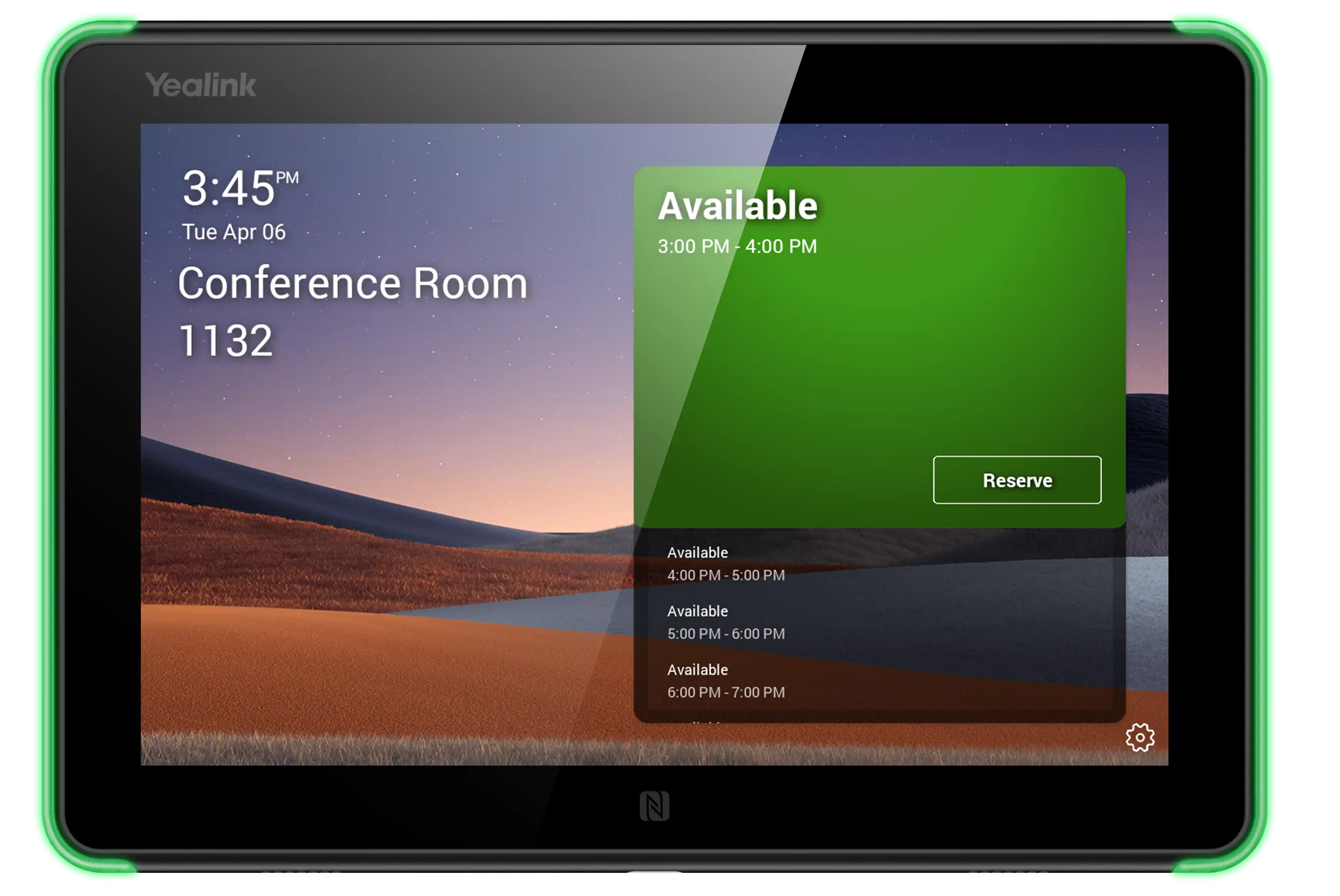 Affichage de la disponibilité de salle en vert sur Yealink RoomPanel