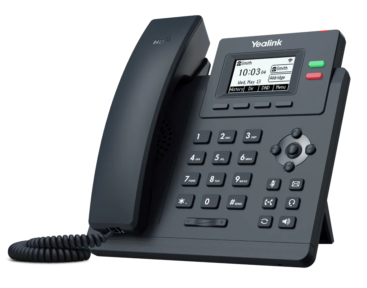 Téléphone IP Yealink SIP-T31W vu de trois quarts droit