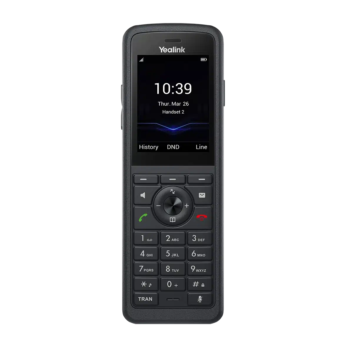 Combiné DECT renforcé Yealink W59R Pro vu de face, écran couleur
